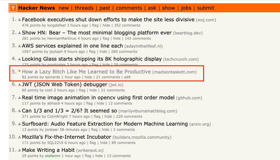 Hitting the front page of HN